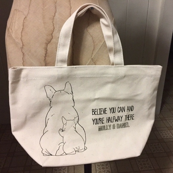 MOLLY & DANIEL FRENCH BULLDOG Small Tote Beige - Picture 1 of 7